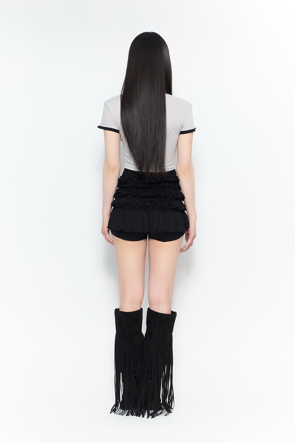 THEREDTHREAD / ザレッドスレッド】shirred frill skirt mini