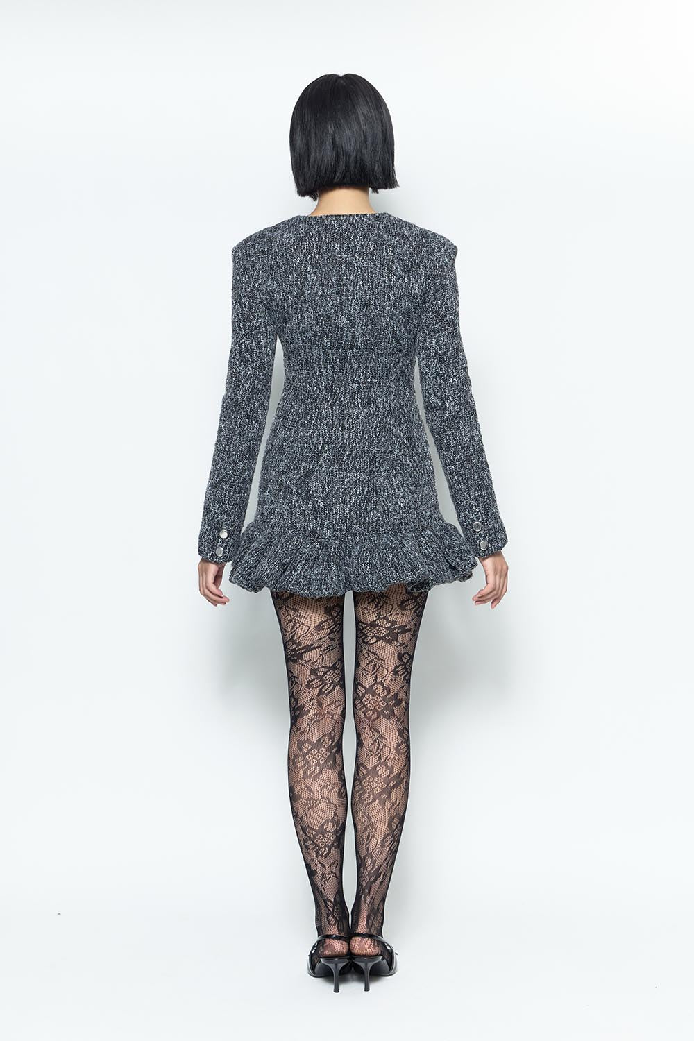 S tweed balloon dress mini