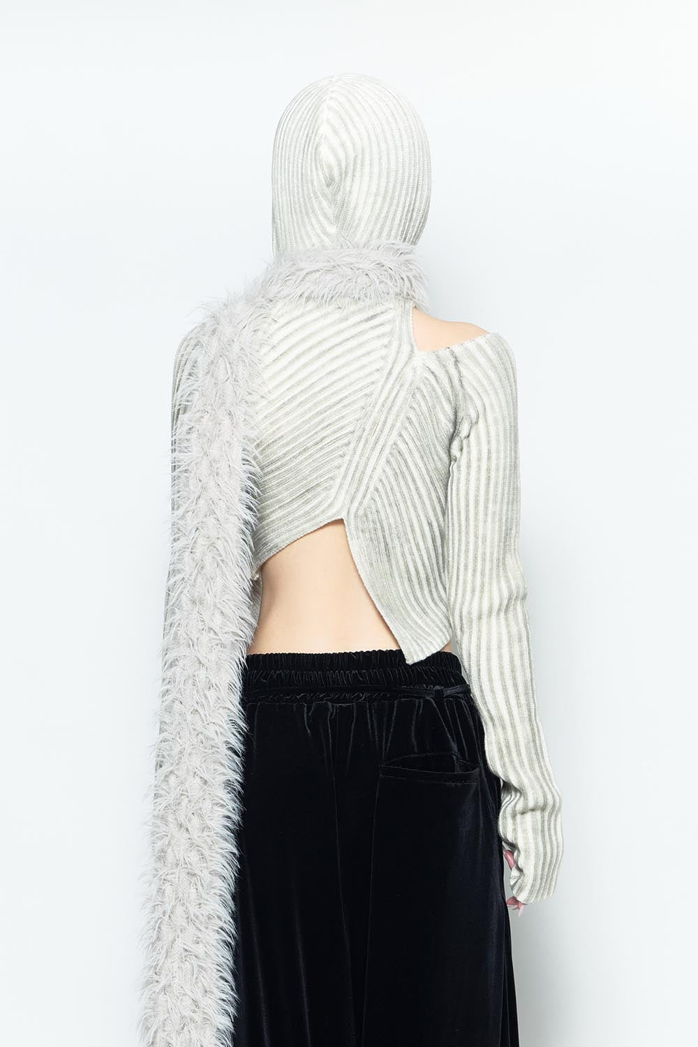 S asymmetric knit hoodie