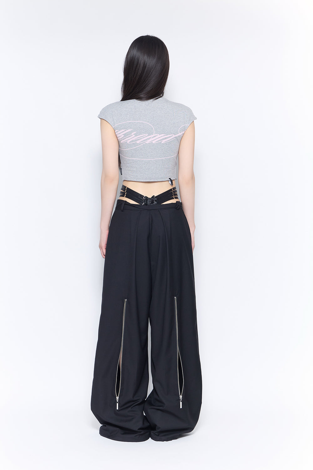strap layered slacks ribbon