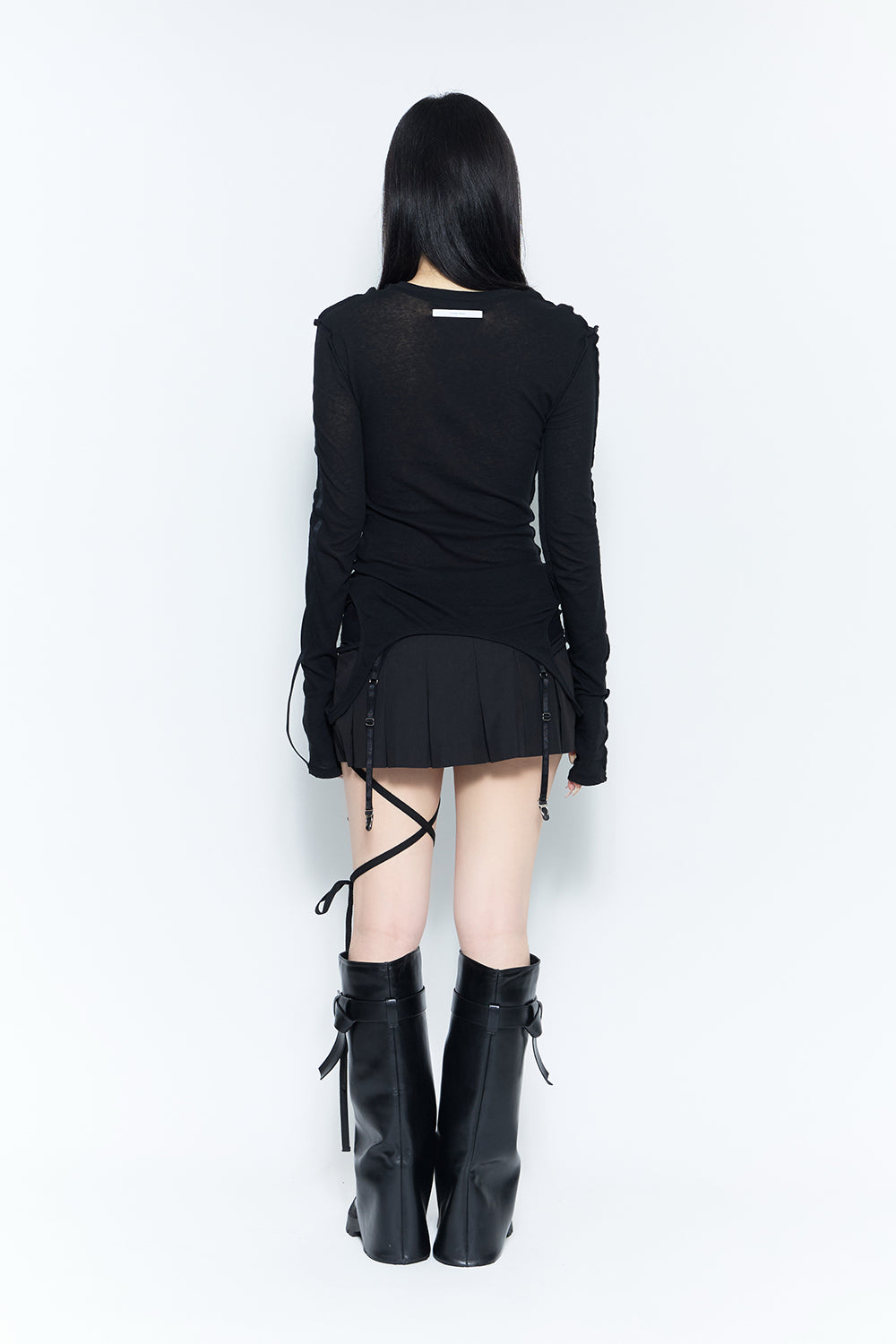 THEREDTHREAD】corded hook pleated skirt