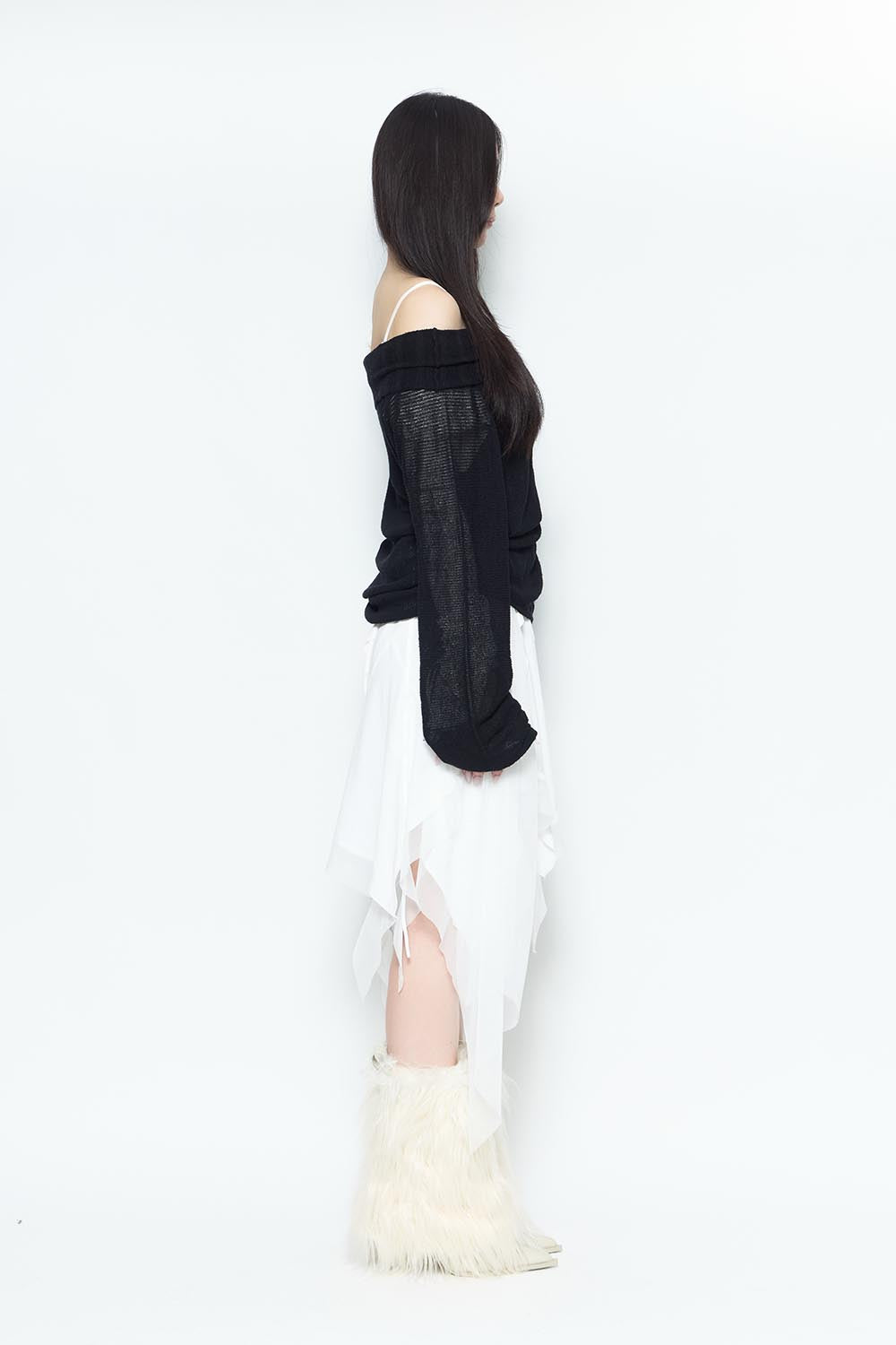 S asymmetry ruffle dress