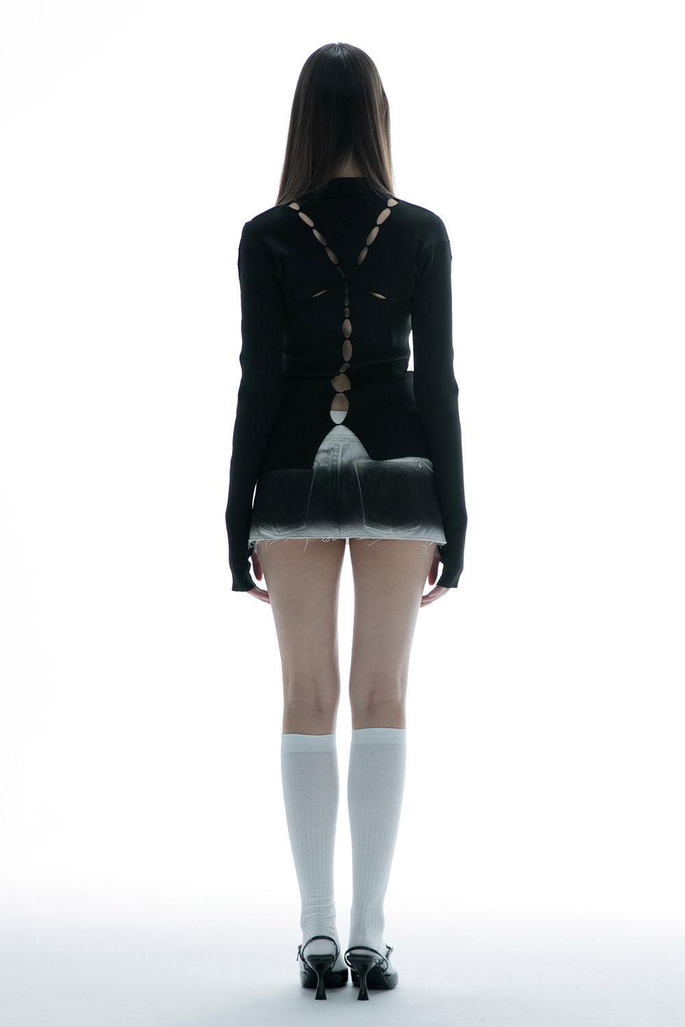 スカート THEREDTHREAD micro skirt gradation black THEREDTHREAD / ザレッドスレッド】S micro skirt gradation