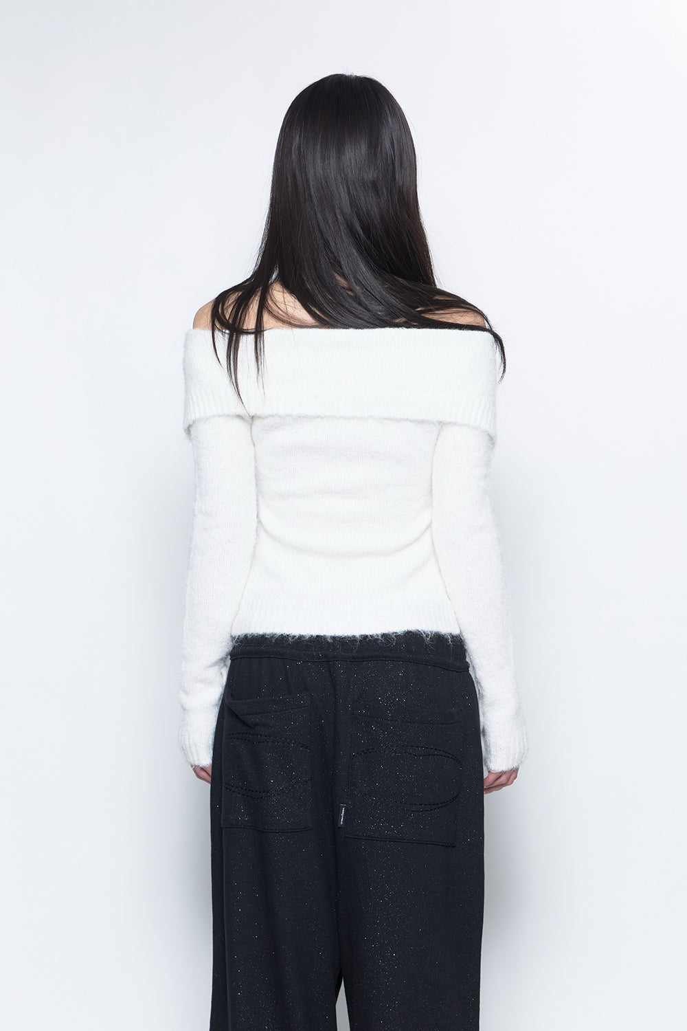 S fold collar offshoulder knit