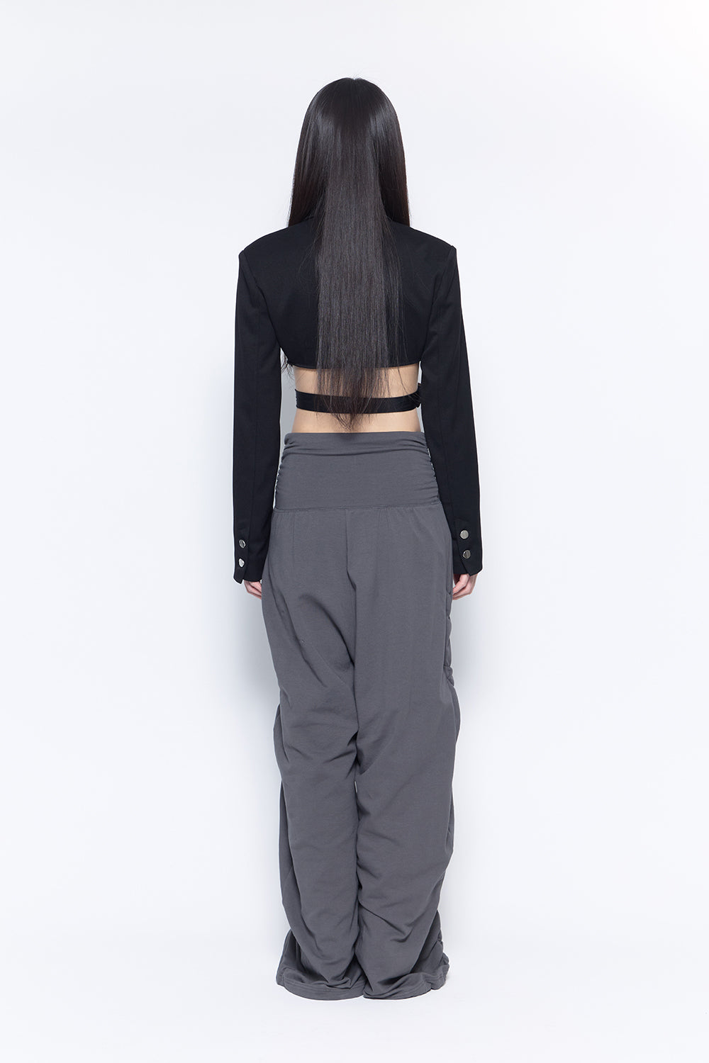 S ribbon smocking sweat pants