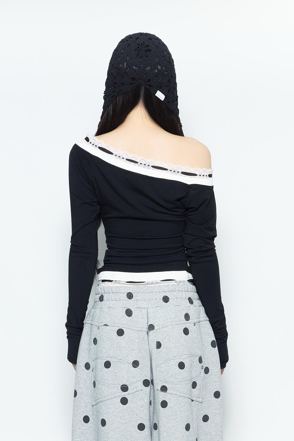S lace trim off shoulder tops