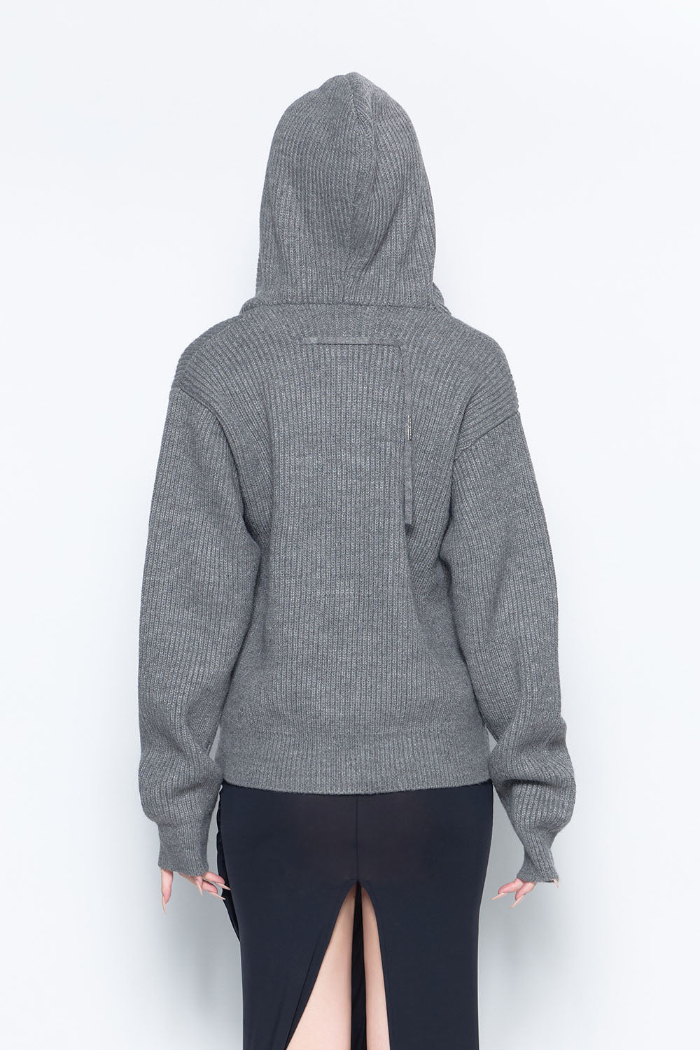 S button knit hoodie