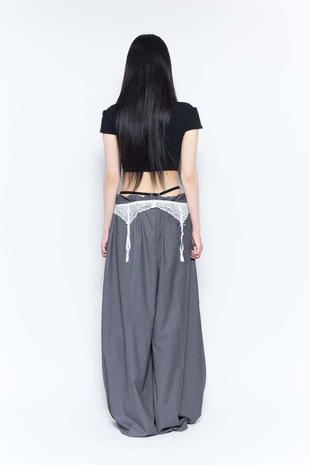 laced garter suit slacks