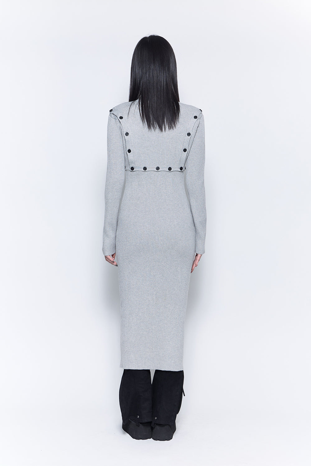 bicolor button open knit