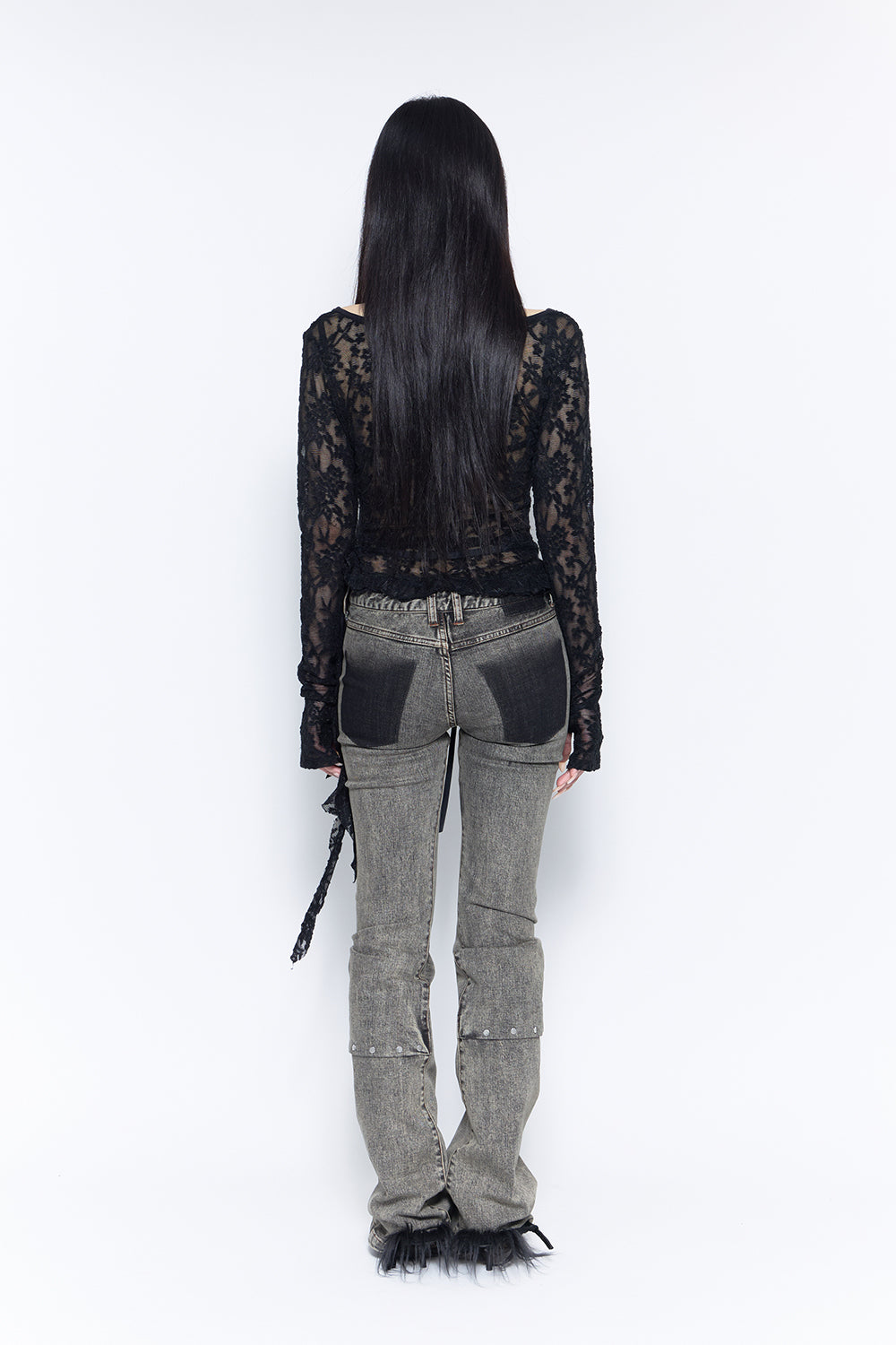 studded denim flare
