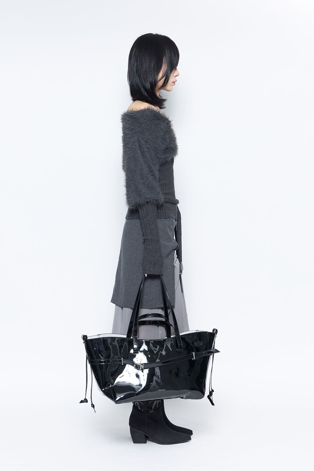 S structured drape midi skirt