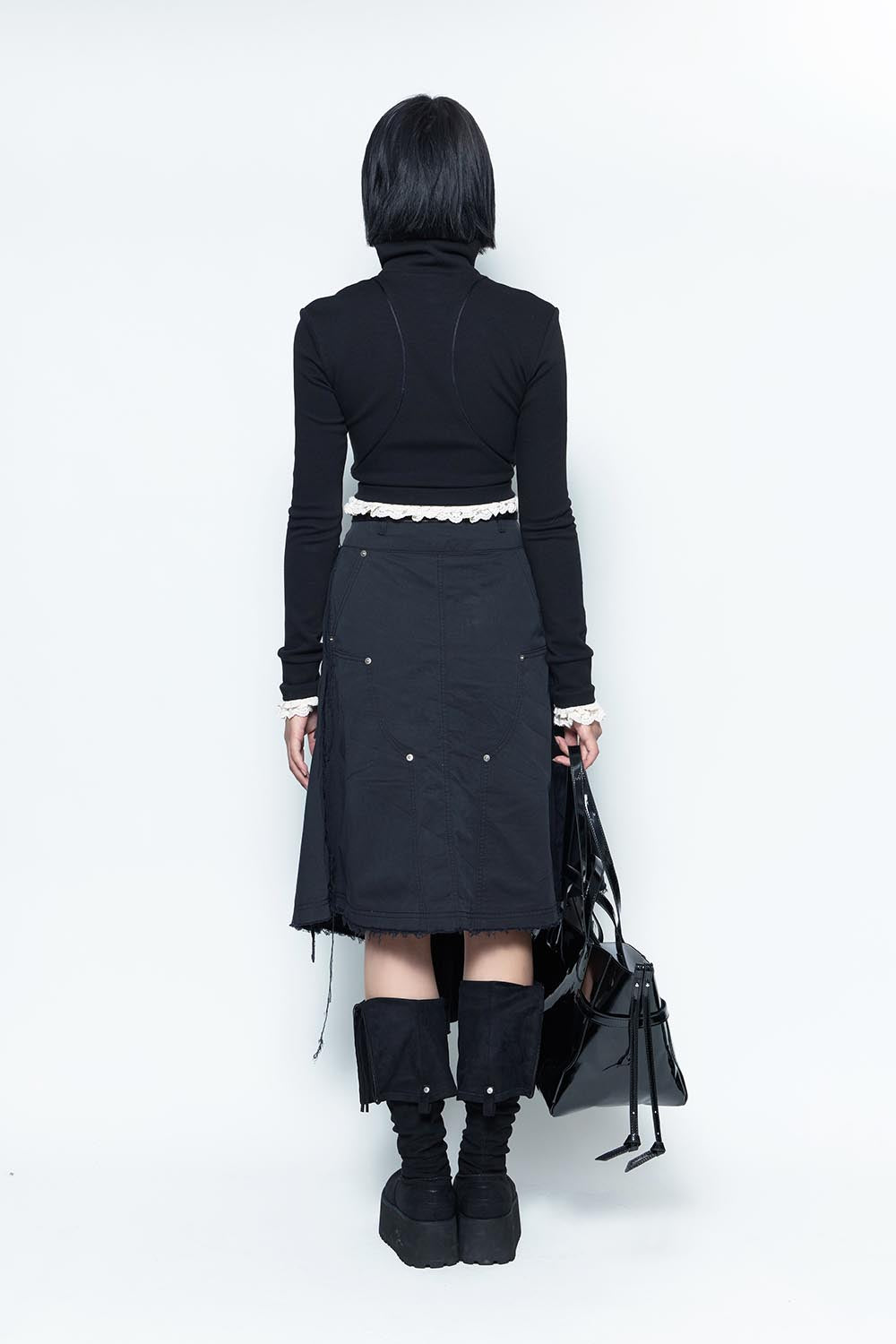スカート theredthread S double knee fray skirt THEREDTHREAD / ザレッドスレッド】S double knee fray skirt