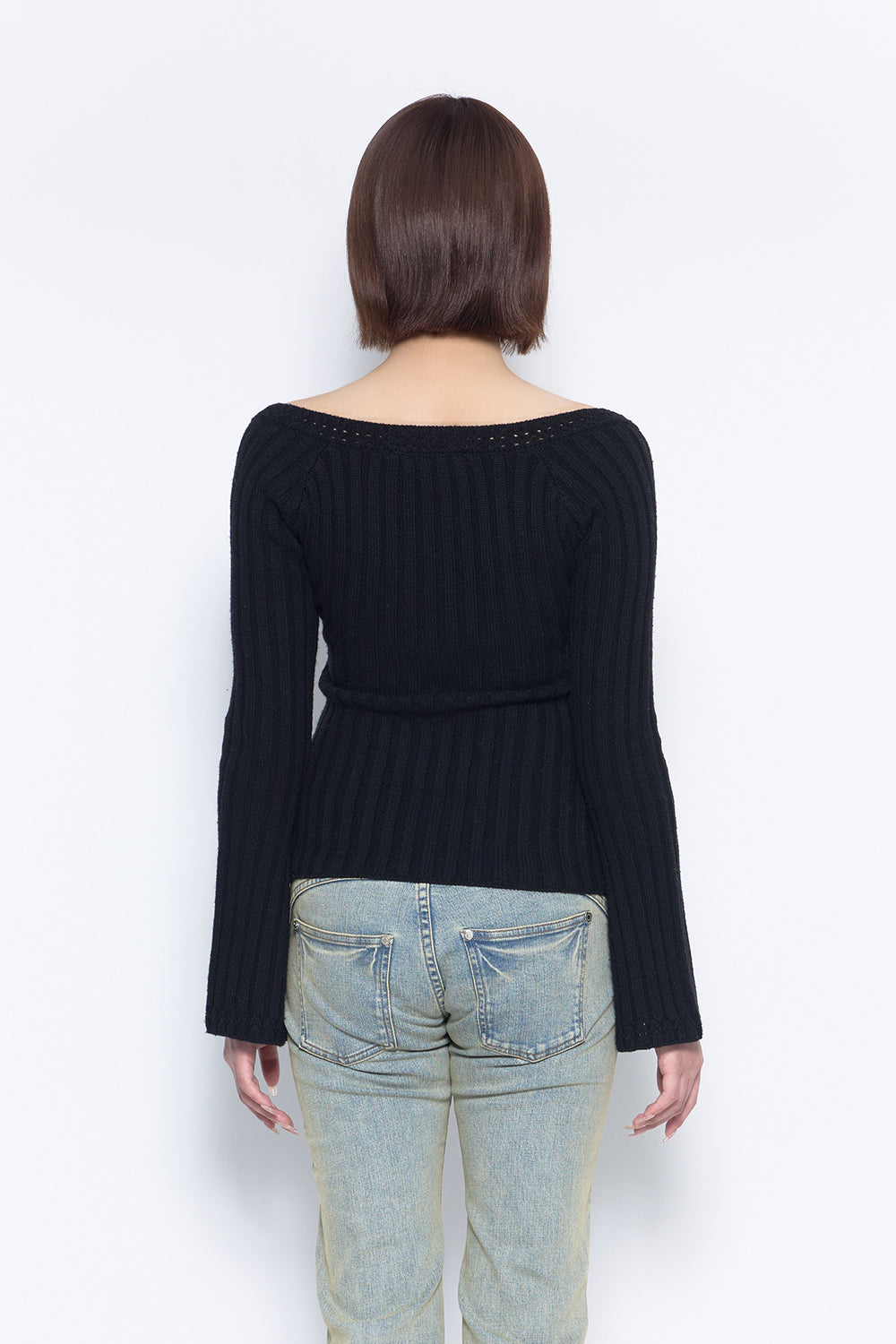 THEREDTHREAD / ザレッドスレッド】S rib knit tops ribbon
