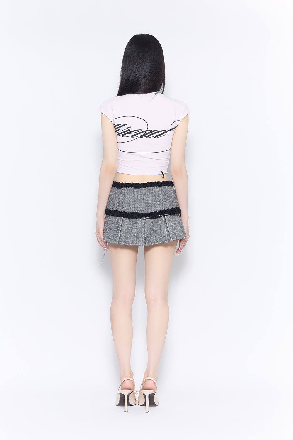 tweed pleated skirt mini