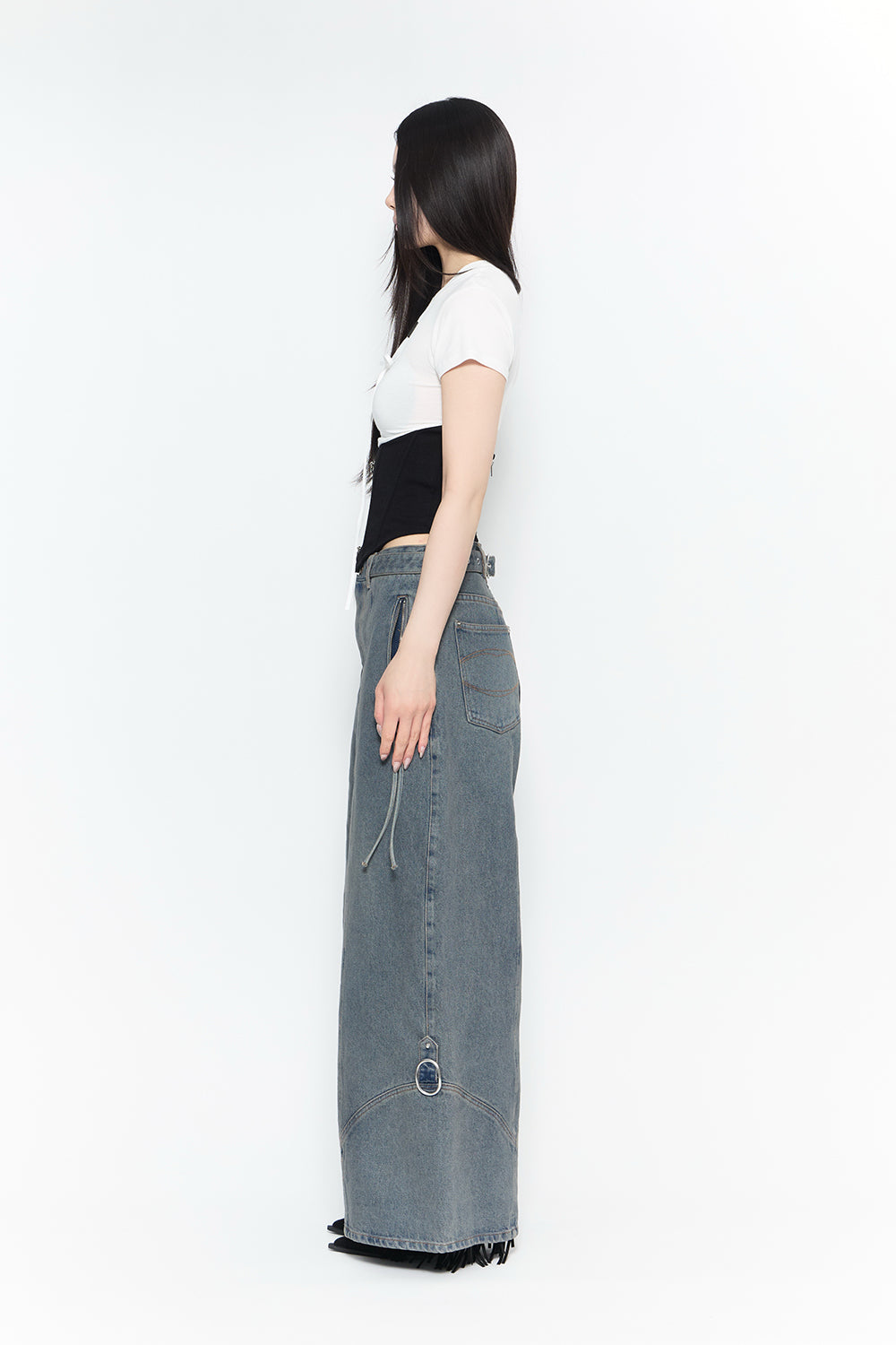 buckle wide denim