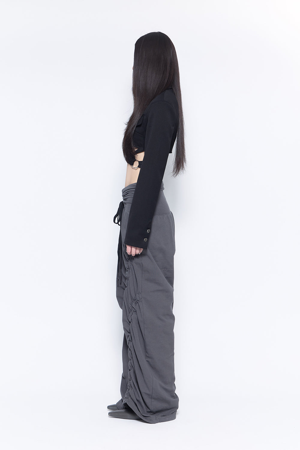 S ribbon smocking sweat pants