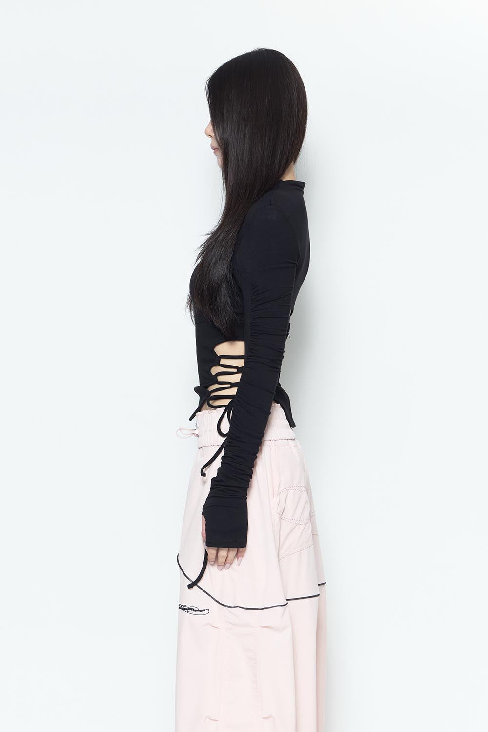 S split hem lace up tops