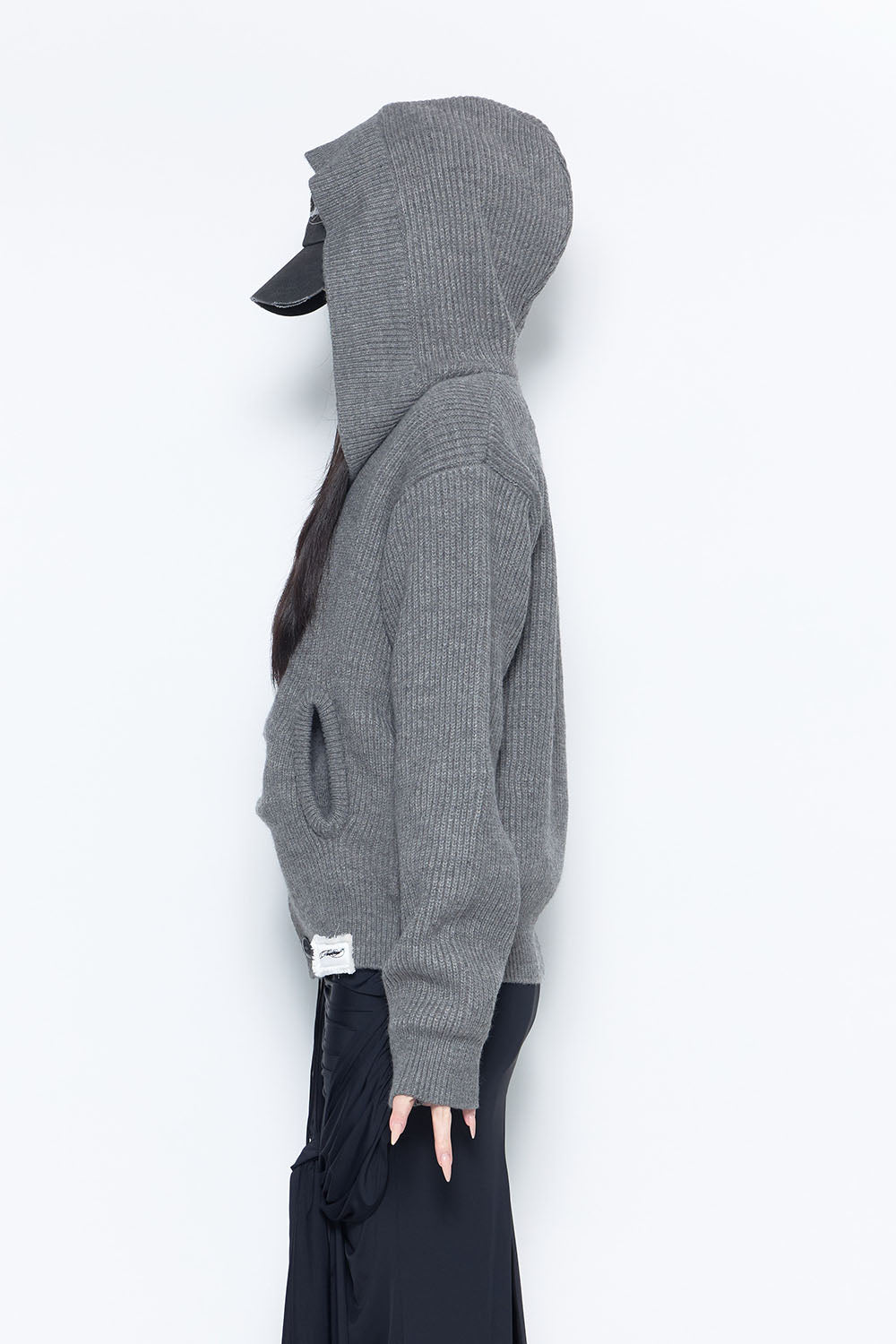 S button knit hoodie
