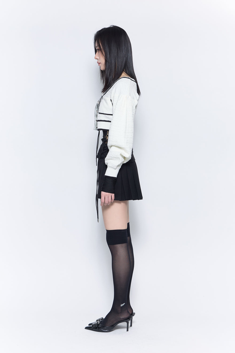 theredthread S w pleats crash skirt Mサイズ THEREDTHREAD / ザレッドスレッド】back pleats skirt