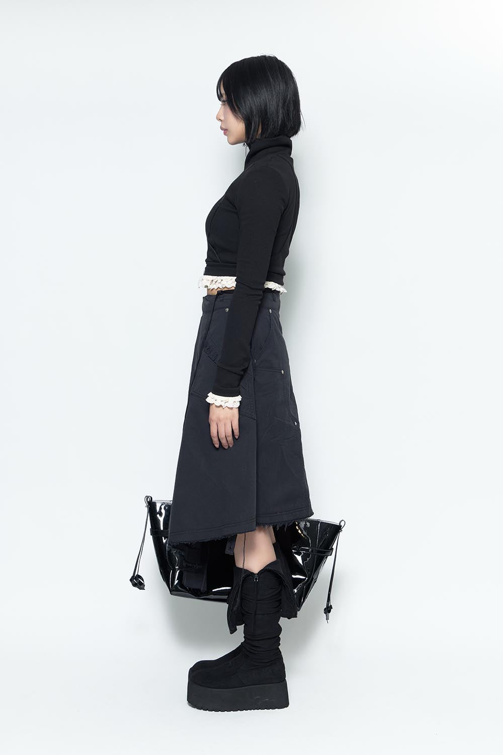 S double knee fray skirt