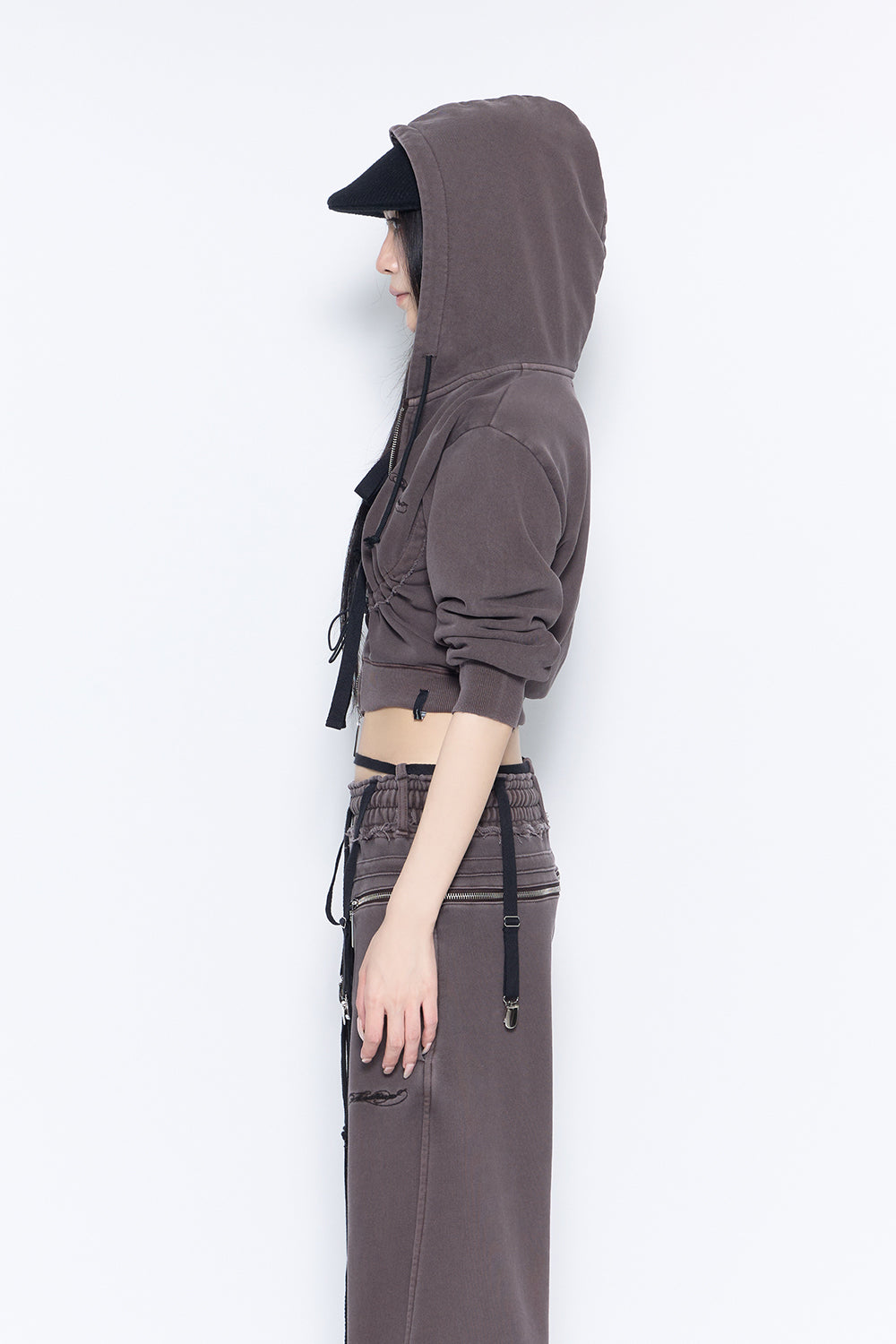 mid sleeve cropped hoodie 2