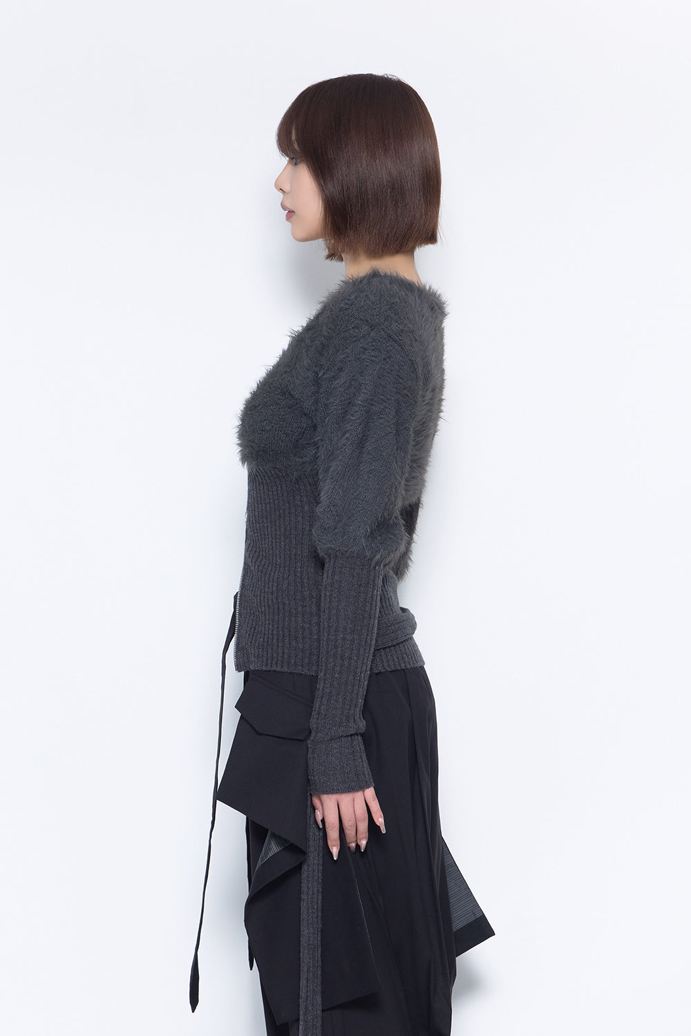 S contrast zip knit