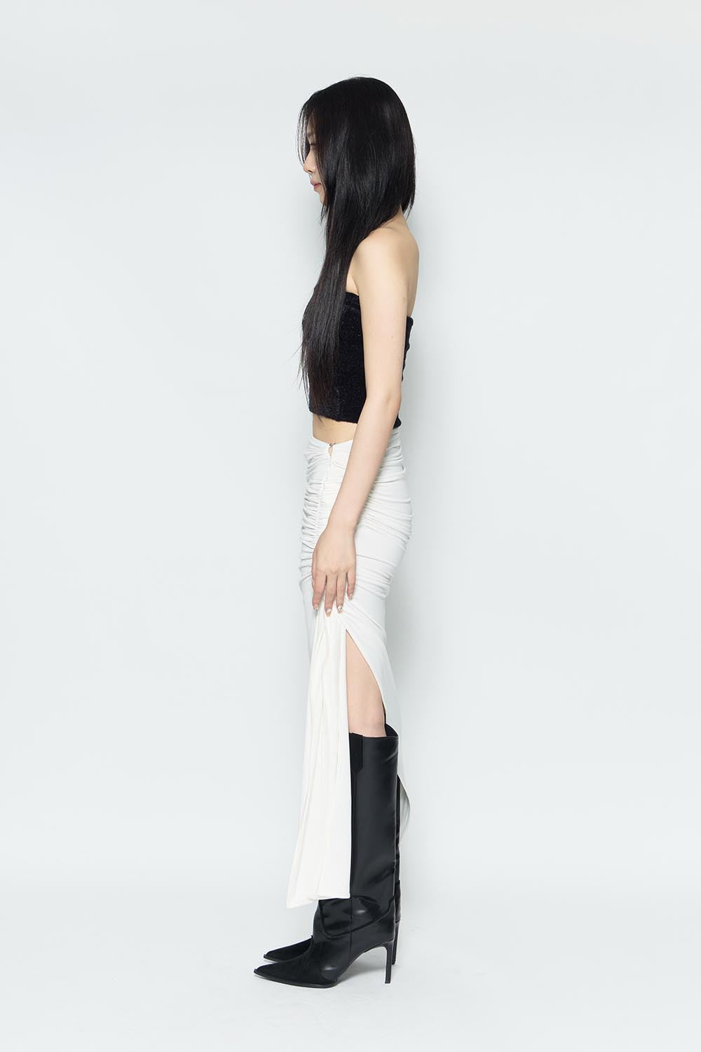 S symbol draped skirt