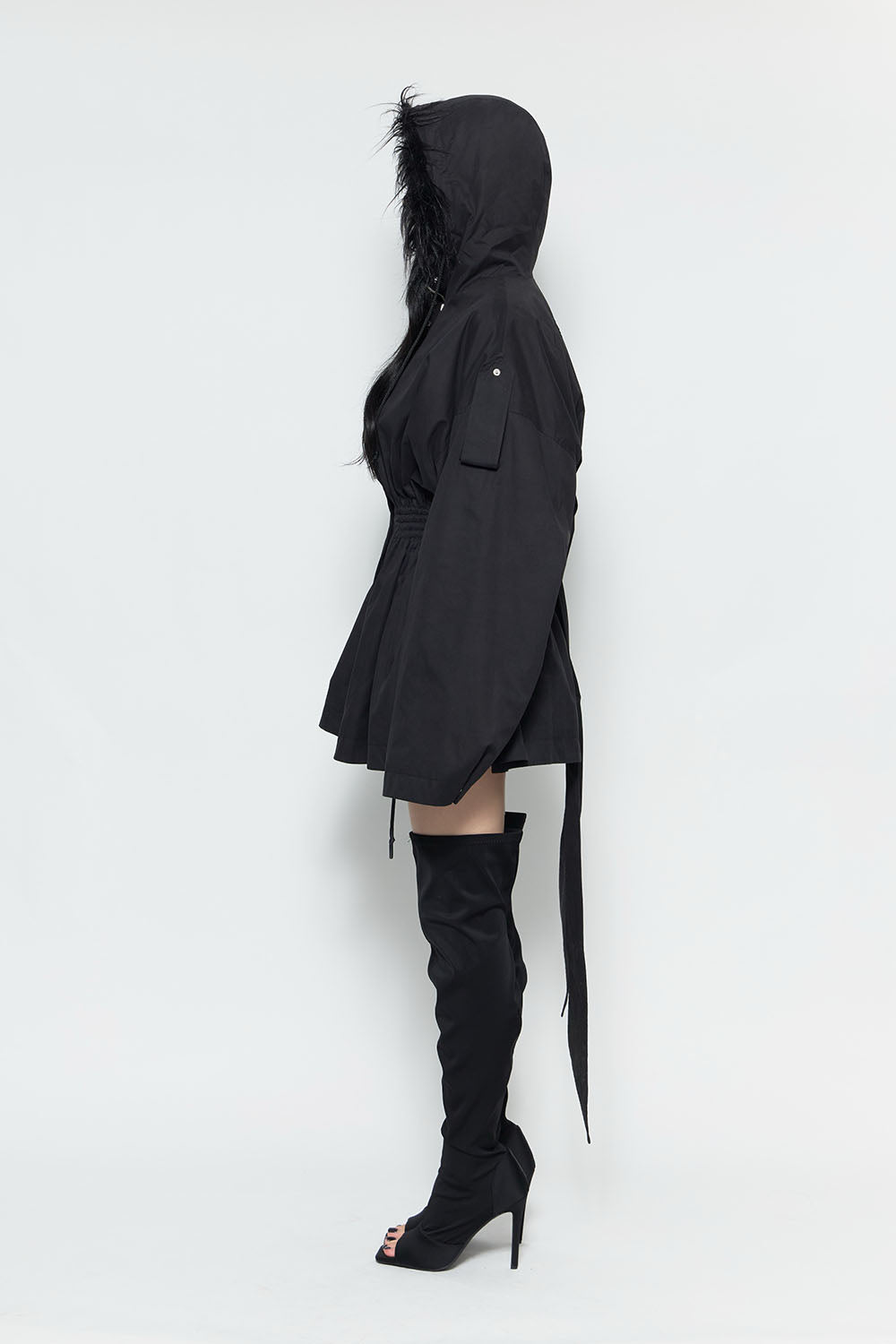 S fur embroidery trench short