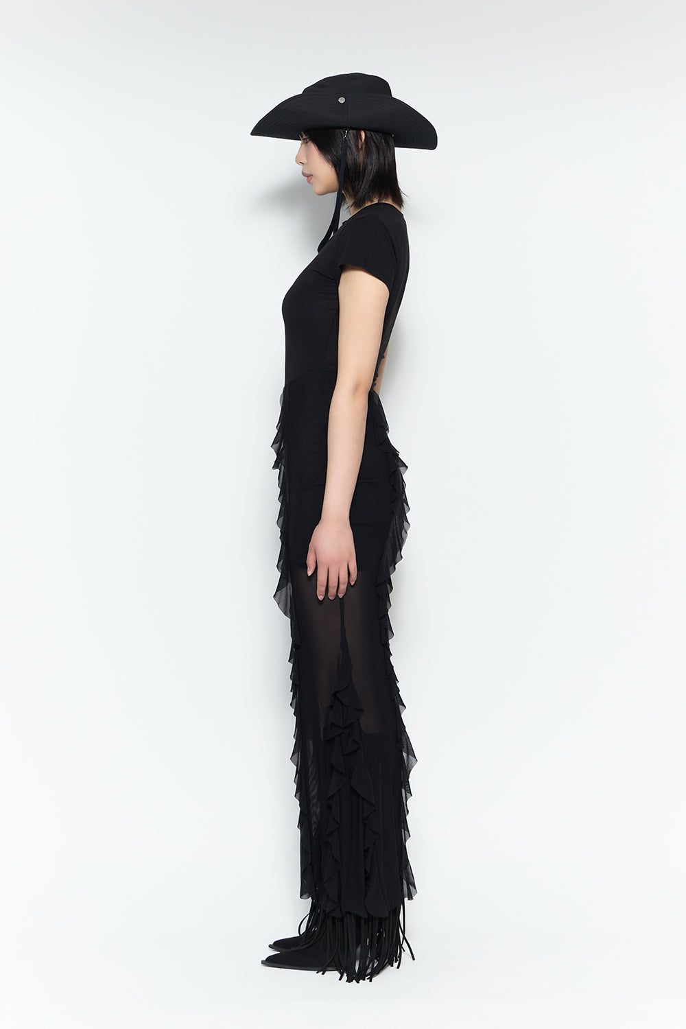 ワンピース THEREDTHREAD ruffle flow dress THEREDTHREAD / ザレッドスレッド】ruffle flow dress
