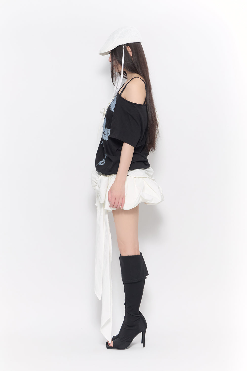 THEREDTHREAD / ザレッドスレッド】draped balloon dress mini