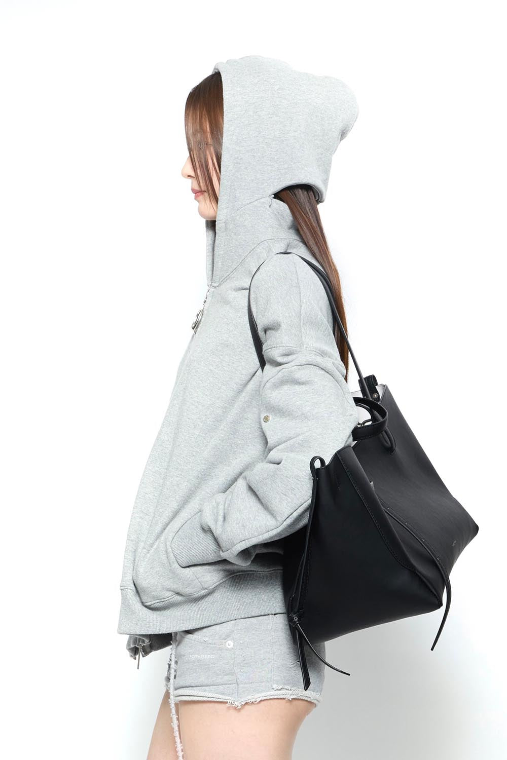 トップス theredthread S w zip hoodie long black THEREDTHREAD / ザレッドスレッド】S w zip hoodie long