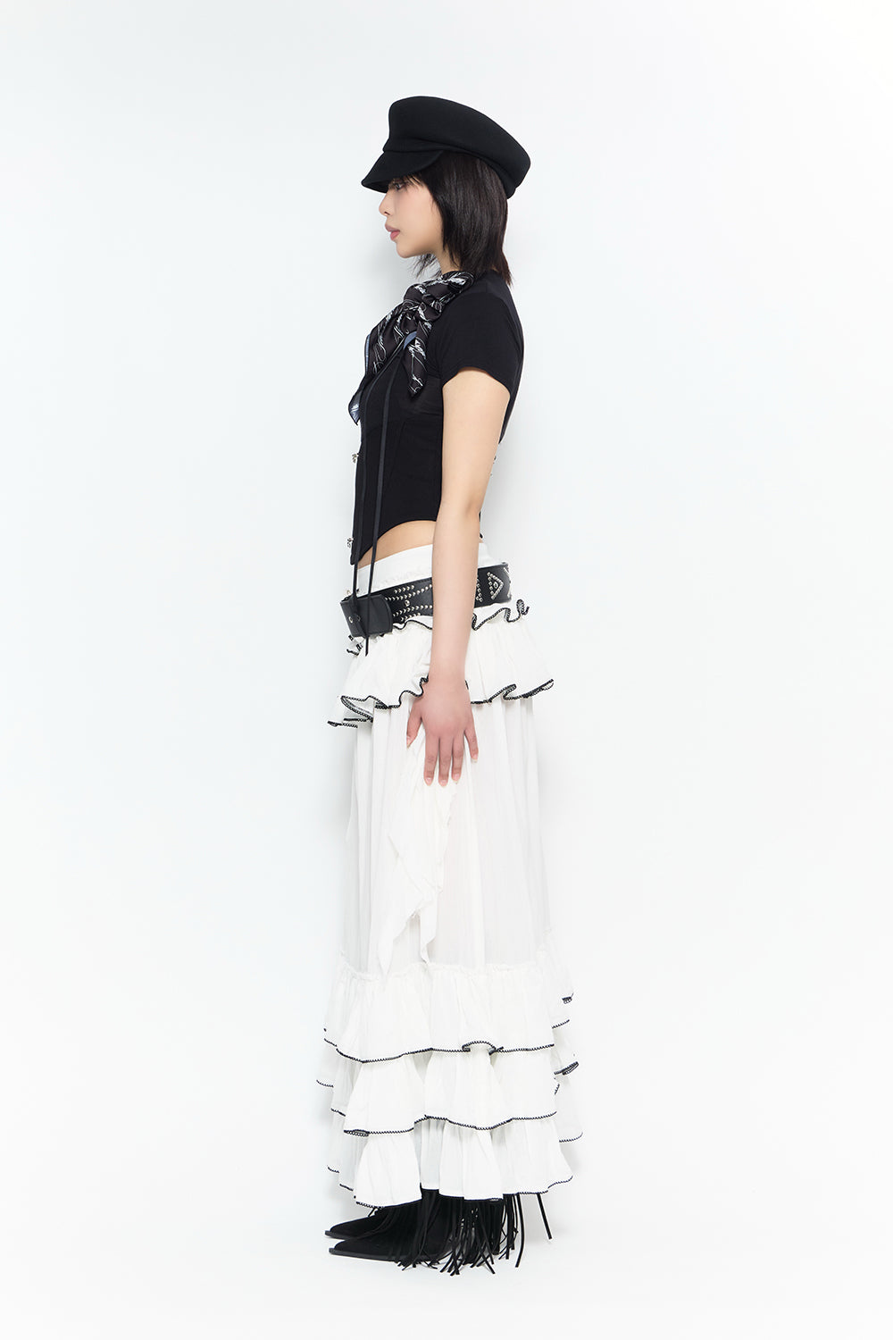 THEREDTHREAD / ザレッドスレッド】frontier tiered skirt