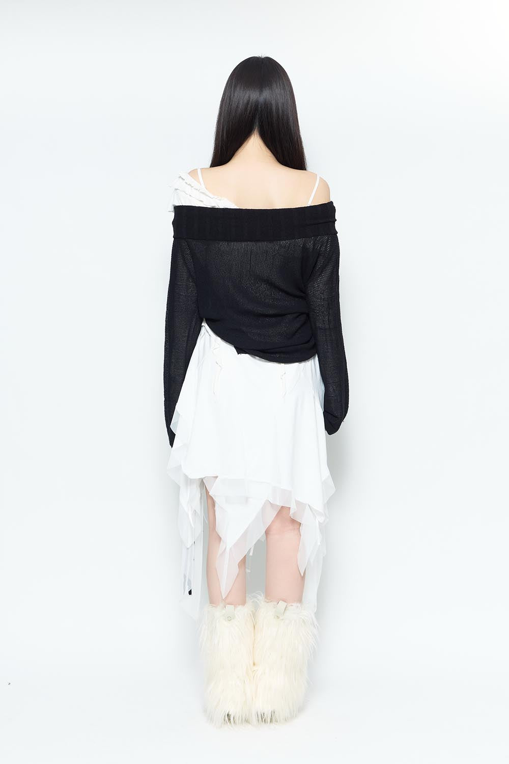 S asymmetry ruffle dress