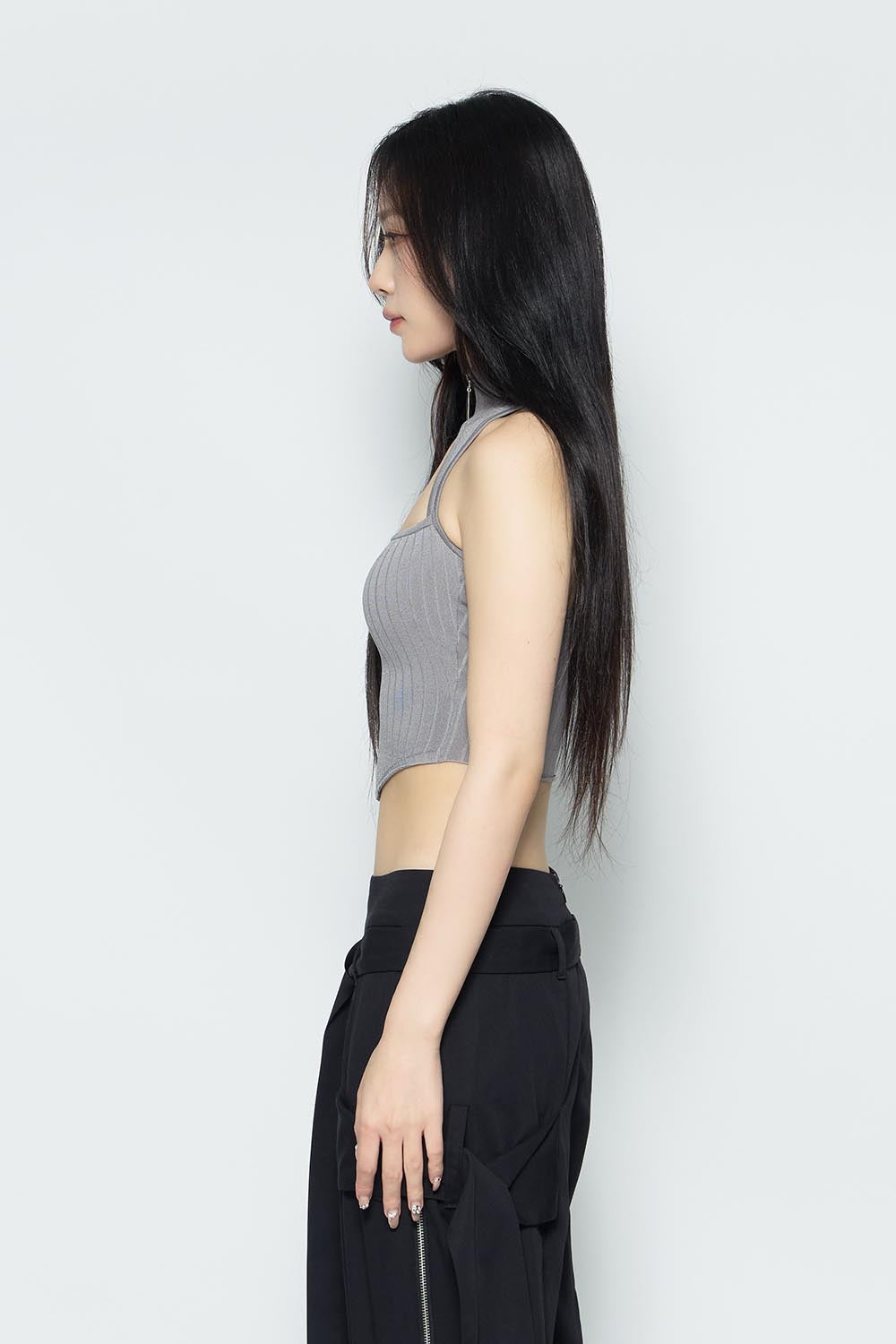 S asymmetric zip up tank