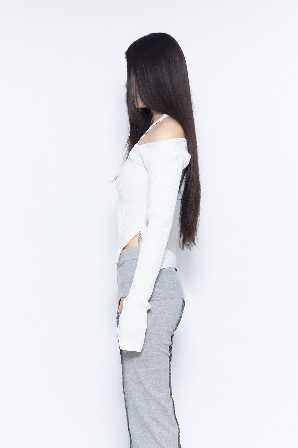 halter zip knit
