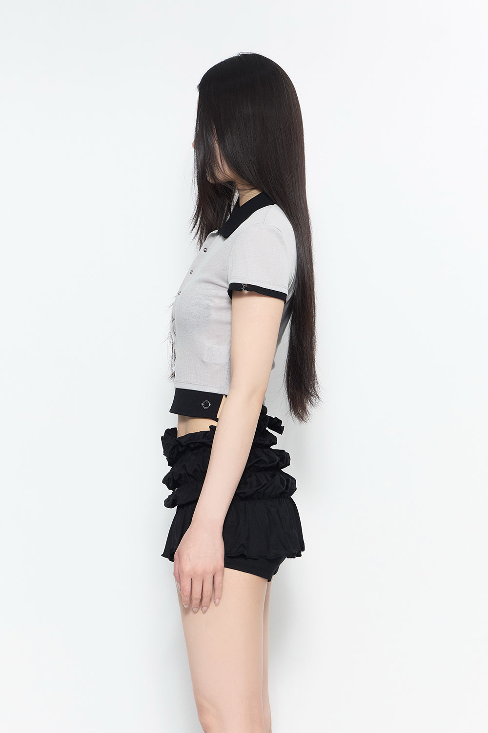 THEREDTHREAD / ザレッドスレッド】bicolor layered tops short