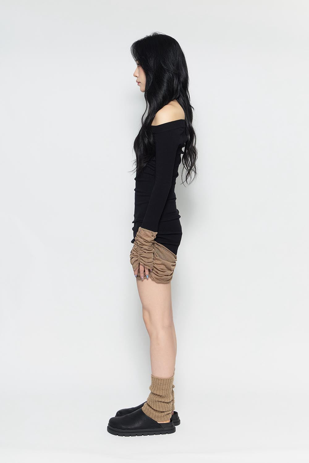 S sheer docked dress mini