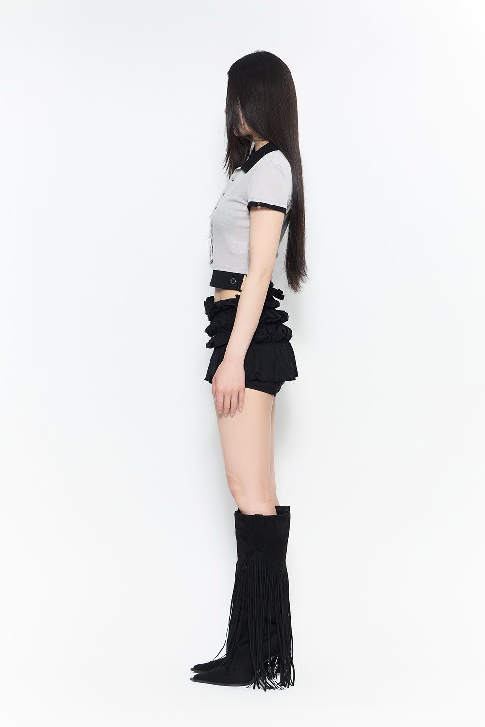 THEREDTHREAD / ザレッドスレッド】shirred frill skirt mini