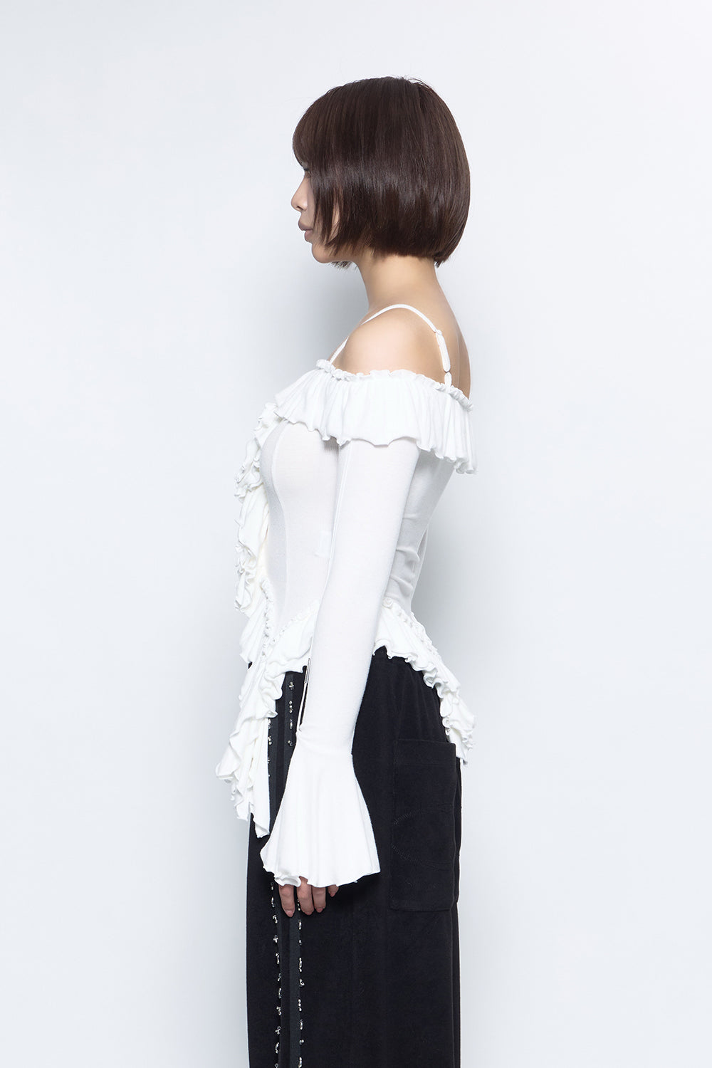 S ruffle trim tops