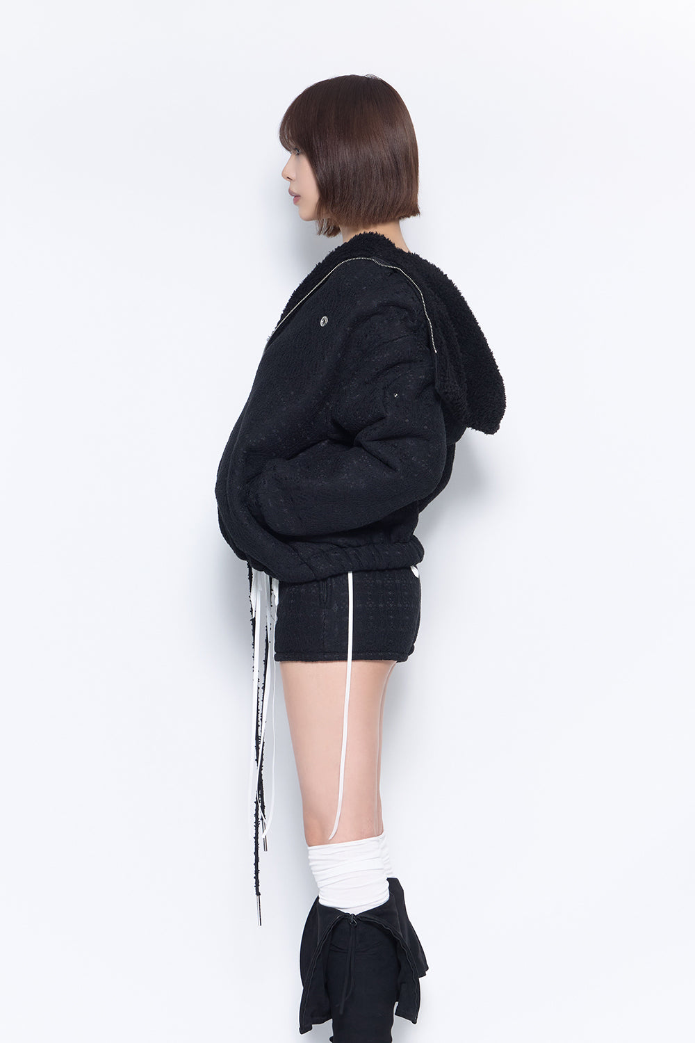 S ring asymmetry hoodie lace