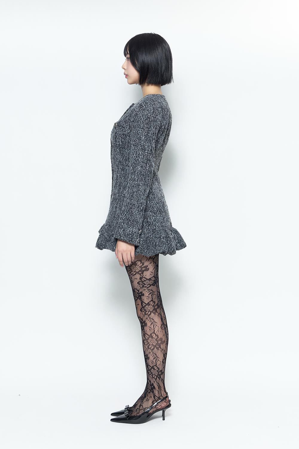 S tweed balloon dress mini