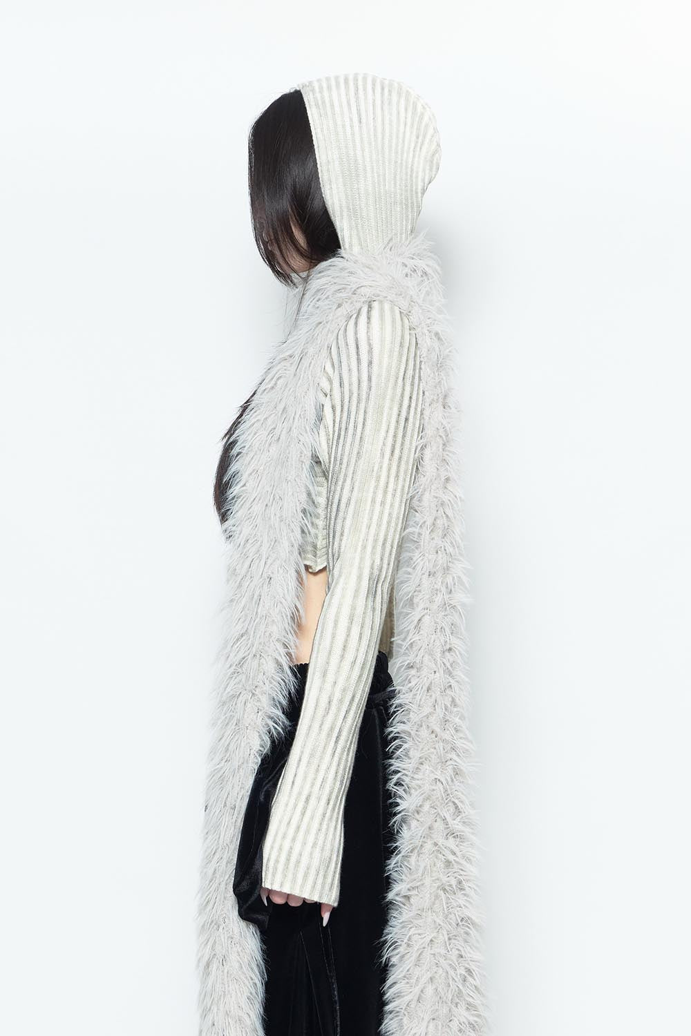 S asymmetric knit hoodie