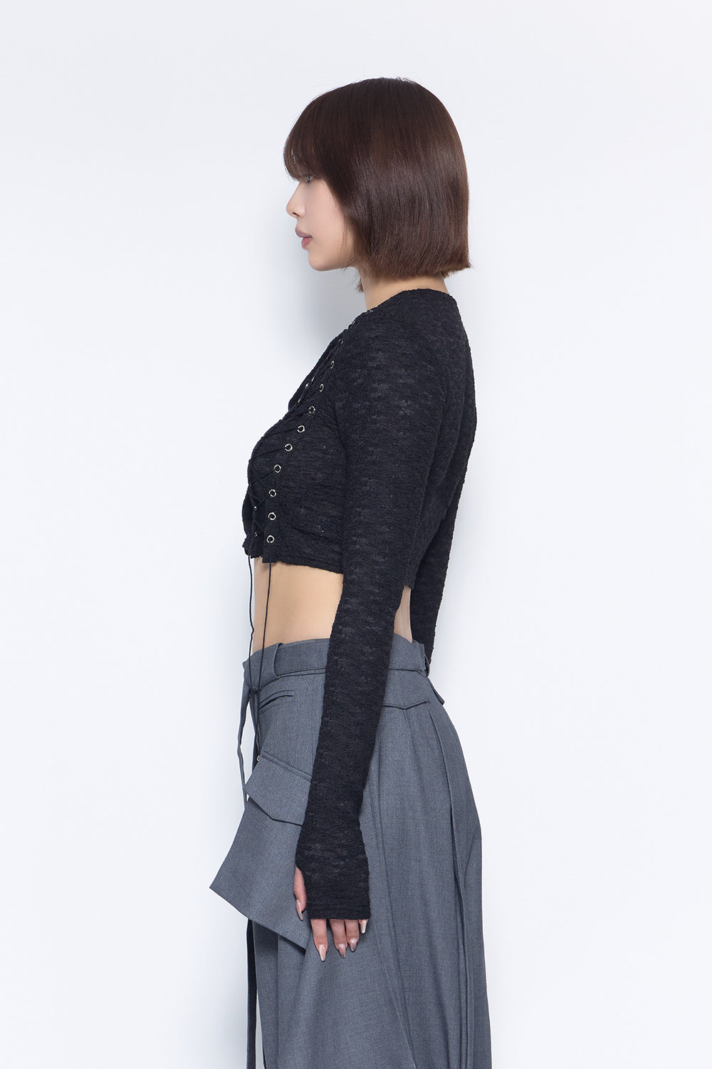 THEREDTHREAD / ザレッドスレッド】S lace up cardigan