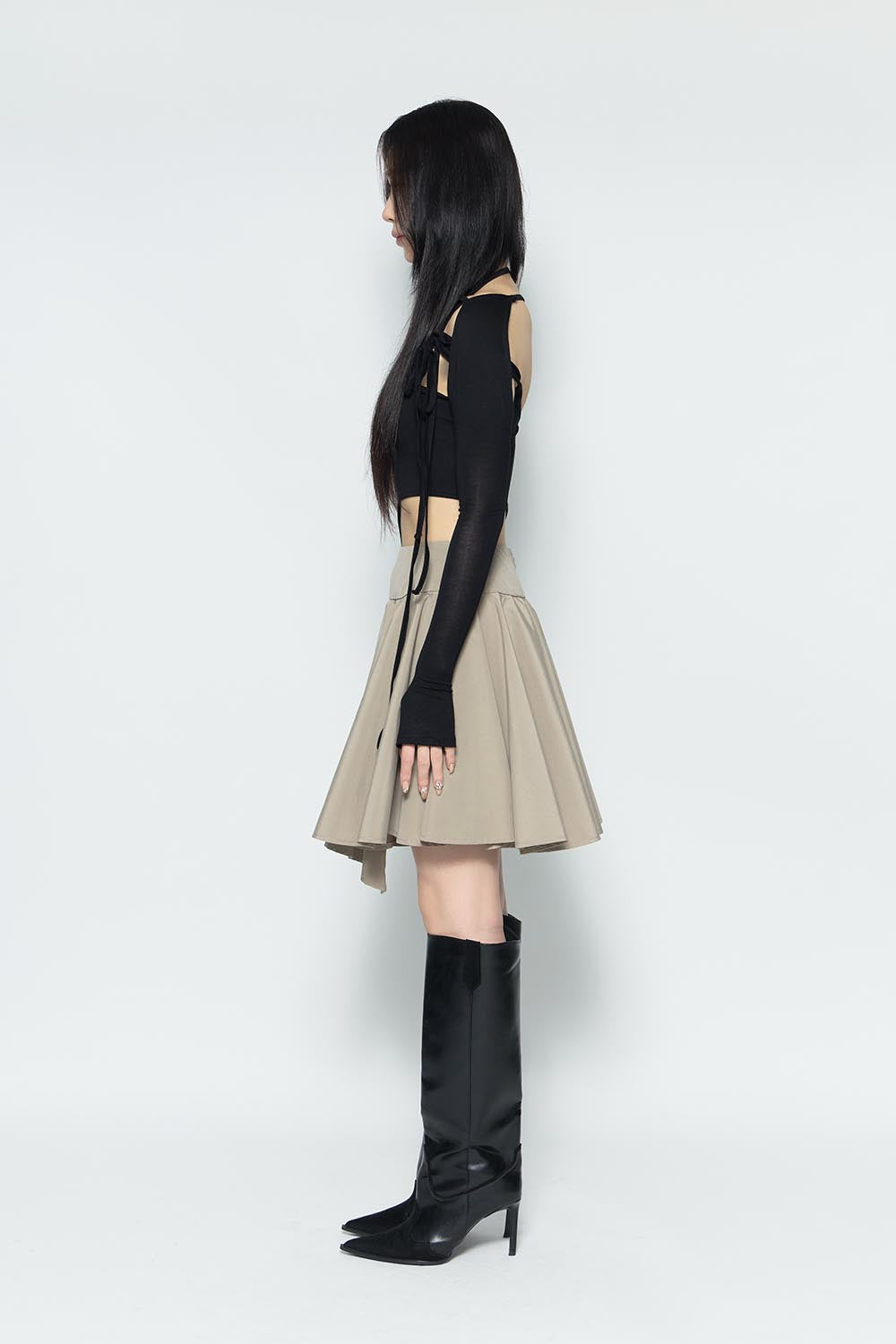 S button flare skirt