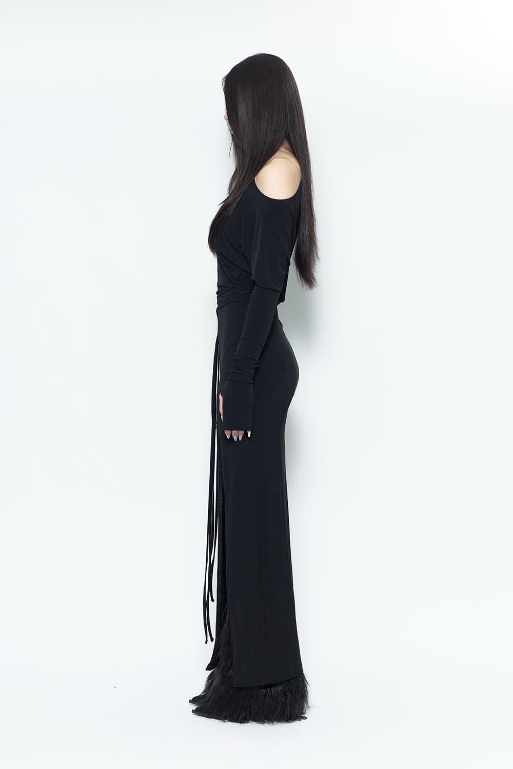 S asymmetry tuck dress