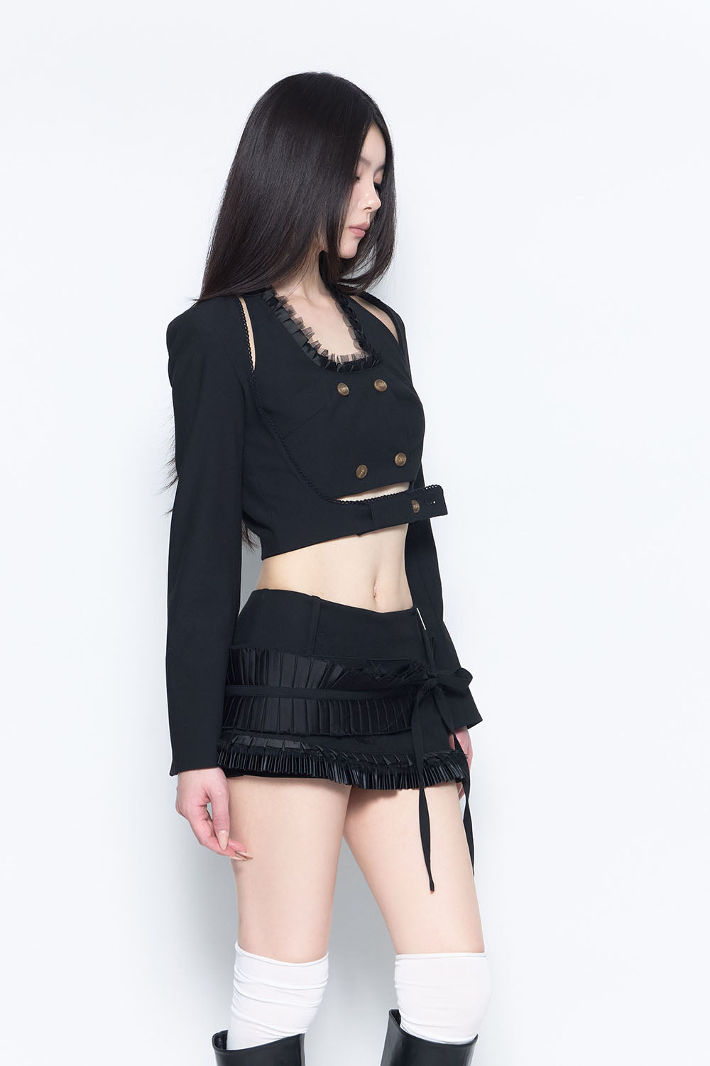 S lace trim suit skirt