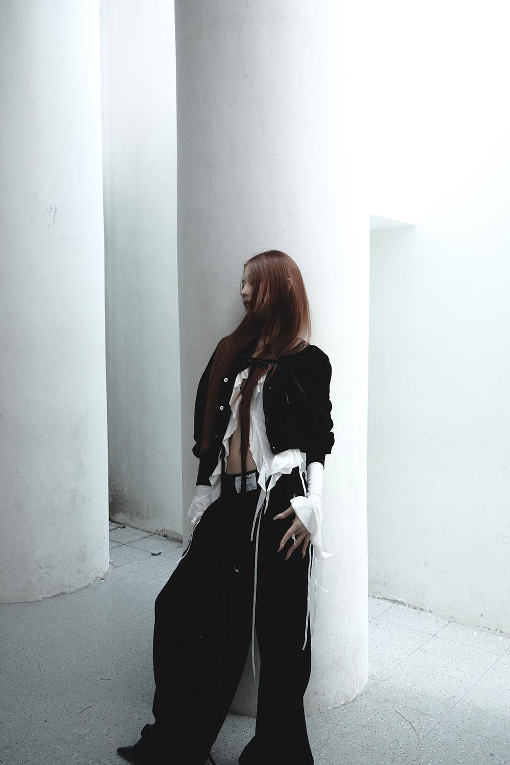 S velvet pouch pants