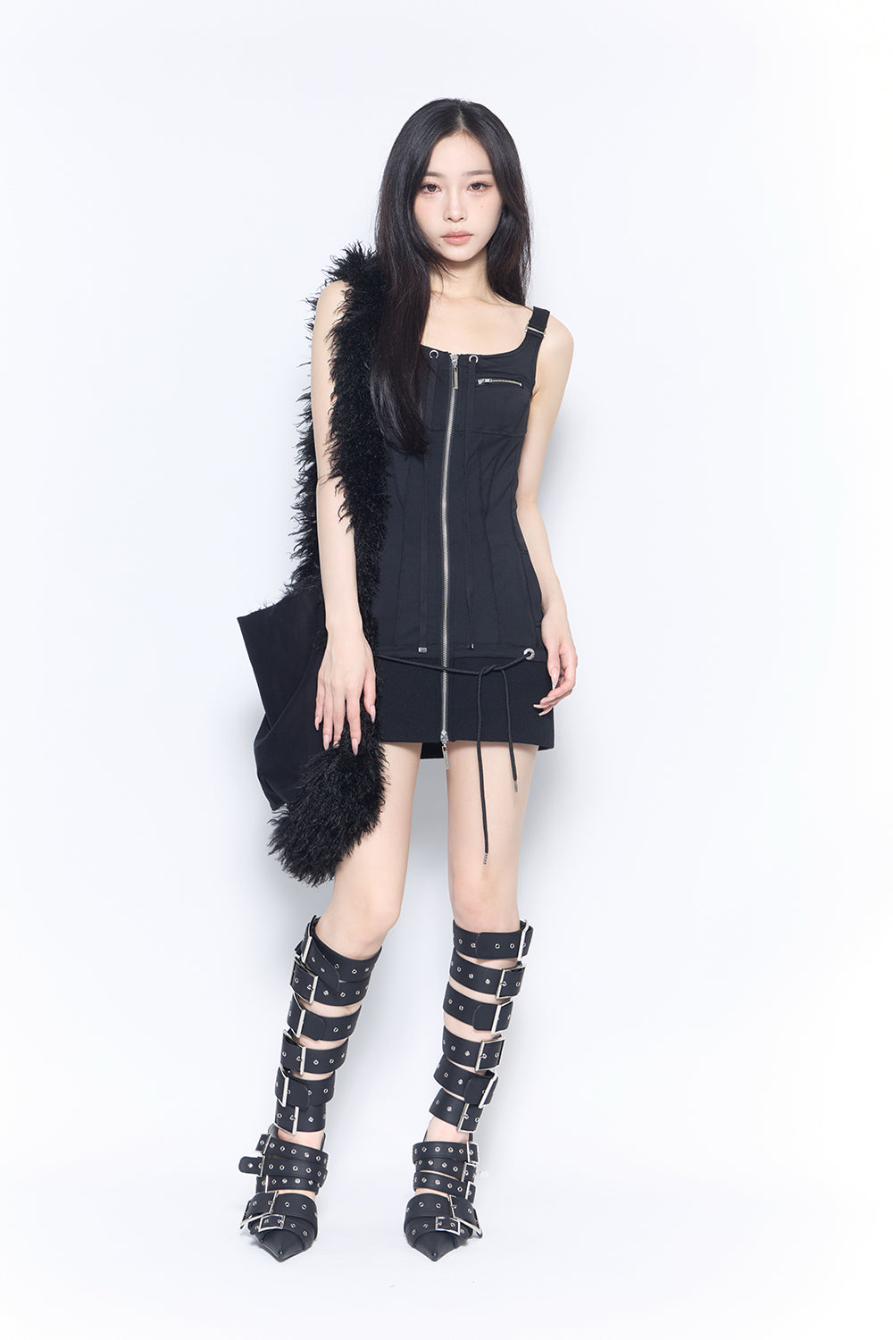 jersey zip dress mini