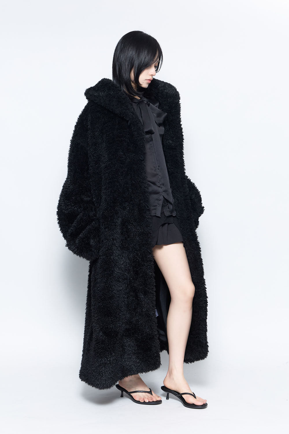 S poodle fur coat long