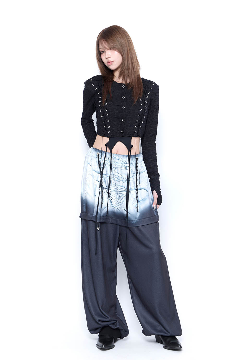 S burlesque print sweat pants